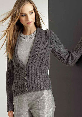 VEST MET KABEL- EN AJOURPATROON Cool Wool van Lana Grossa