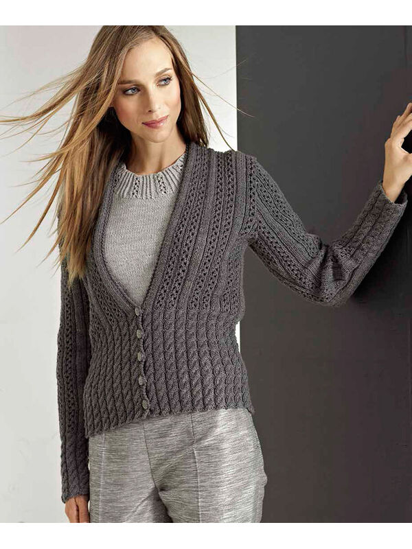 Lana Grossa VEST MET KABEL- EN AJOURPATROON Cool Wool