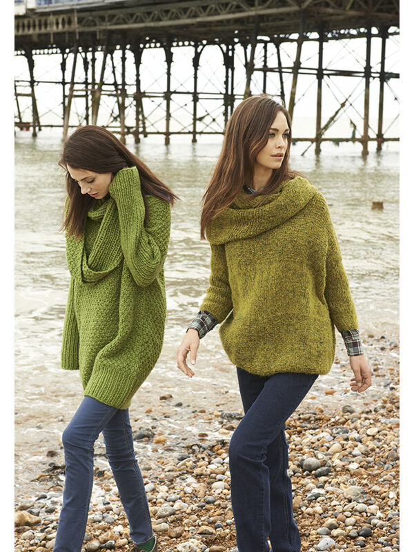 Lana Grossa KIMONOTRUI IN RIBBELPATROON MET TRICOTSTEEK Garzato Fleece