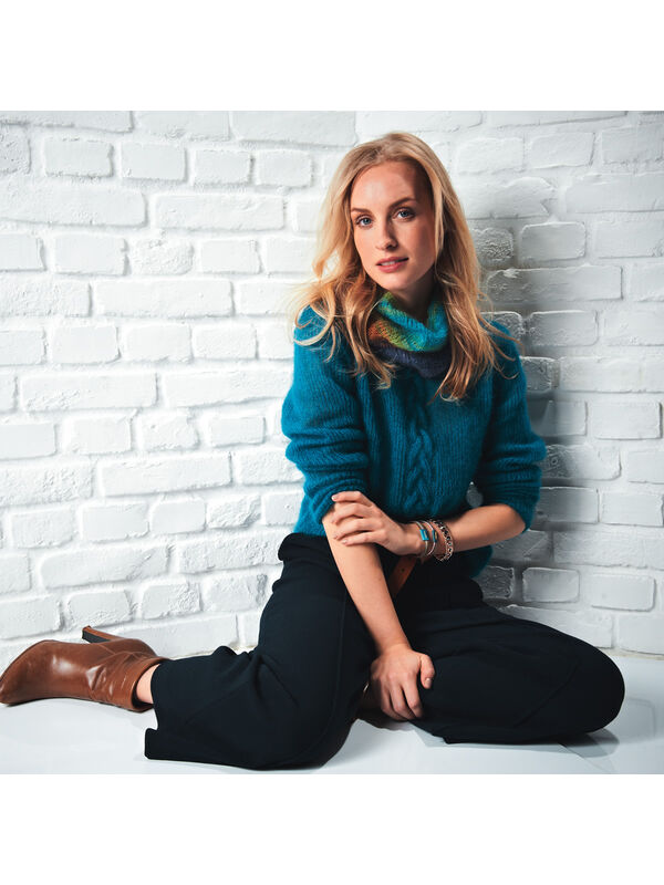 Lana Grossa Trui met kabel Silkhair uni