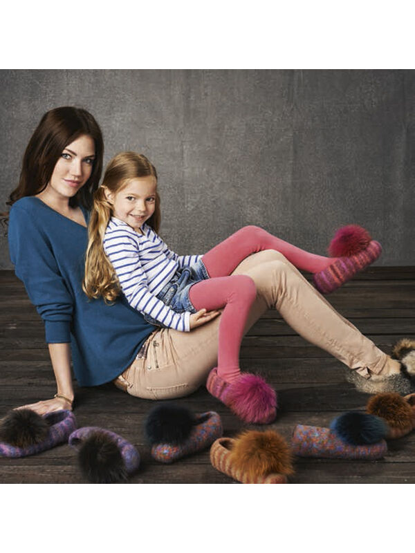 Lana Grossa PANTOFFELS MET EN ZONDER BONTPOMPON Feltro Print