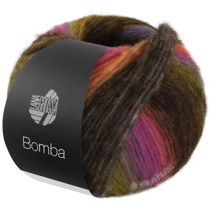 Lana Grossa BOMBA | 01-antraciet/paars/grijs groen/geel/oranje/braam/bordeaux/citroengeel/felroze/sering