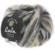 Lana Grossa BRUSHY Uni/Print (lala BERLIN) | 104-ruwe witte/zandgeel/antraciet/grijs bruin