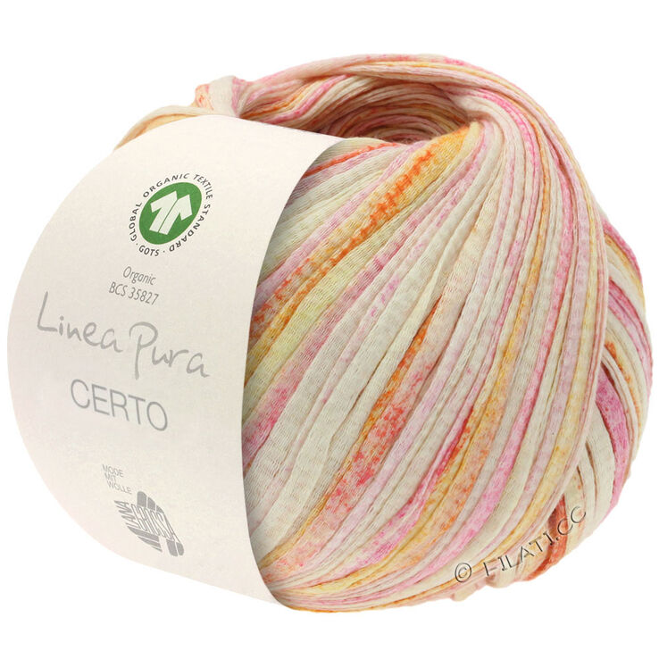 Lana Grossa CERTO Print (Linea Pura) | 101-felroze/geeloranje/rood/natuur