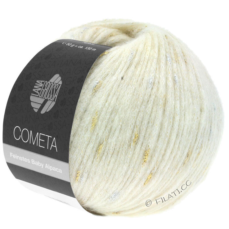 Lana Grossa COMETA | 01-ruwe witte/goud/zilver