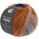 Lana Grossa COOL WOOL 4 SOCKS PRINT II | 7798-grijs bruin/donkerjeans/grijs bruin/shiner blauw/nootbruin/amarena rood