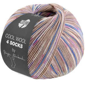 Lana Grossa COOL WOOL 4 SOCKS PRINT III | 7203-beige/korenbloem/wit/felroze/paars