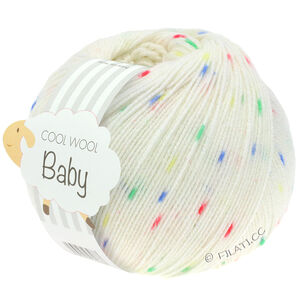 Lana Grossa COOL WOOL Baby Uni/Print 50g | 351-wit/rood/blauw/groen/geel