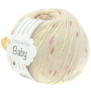 Lana Grossa COOL WOOL Baby Uni/Print 50g | 353-ruwe witte/sering/rose/donker bruin