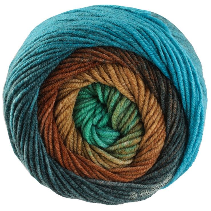 Lana Grossa COOL WOOL Big Color | 4033-jade/leembruin/donker bruin/donker petrol/licht petrol