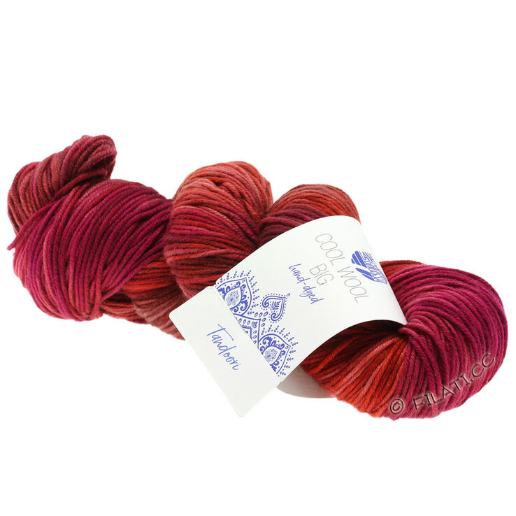 Lana Grossa COOL WOOL Big Hand-dyed | 201-rood/terracotta /felroze/cyclaam/chocoladebruin/oudroze