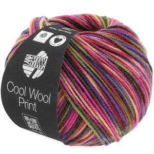 Lana Grossa COOL WOOL  Print | 749-wijnrood/felroze/geelgroen/blauw violet/zalm/mokka