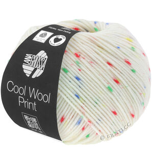 Lana Grossa COOL WOOL  Print | 801-ruwe witte/rood/groen/blauw/geel