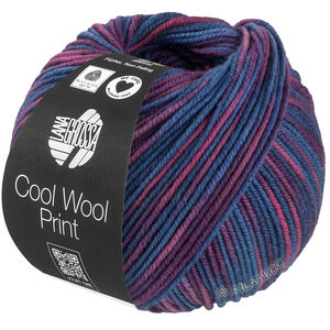 Lana Grossa COOL WOOL  Print | 837-duifblauw/pruim/rood violet