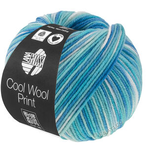Lana Grossa COOL WOOL  Print | 844-turkoois/licht blauw/azuurblauw/ruwe witte