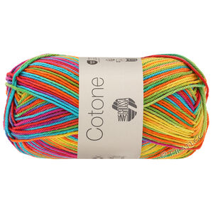Lana Grossa COTONE  Print/Spray/Mouliné | 306-geel/oranje/turkoois/groen/koraal/violet