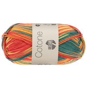 Lana Grossa COTONE  Print/Spray/Mouliné | 344-donker groen/roest/geel/rood