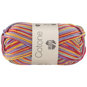 Lana Grossa COTONE  Print/Spray/Mouliné | 364-paars/grijs groen/geel/donkerfelroze