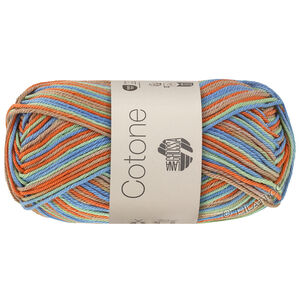 Lana Grossa COTONE  Print/Spray/Mouliné | 370-mandarijntje/grijs beige/mintgroen/turkoois