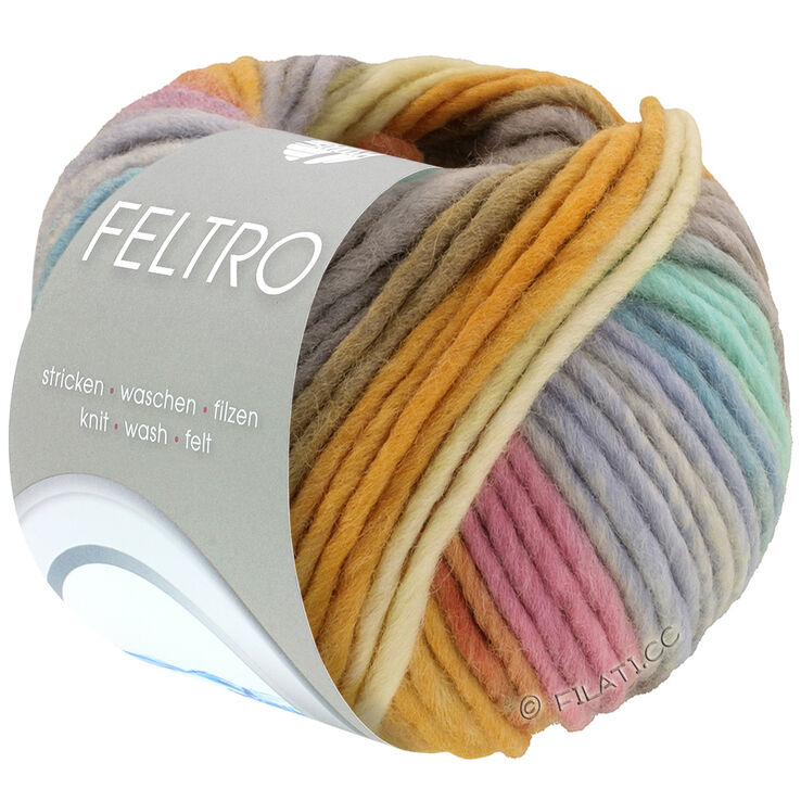 Lana Grossa FELTRO Bosco | 721-vanille/licht grijs/dooier geel/oranje/rose/licht blauw/turkoois/grijs beige