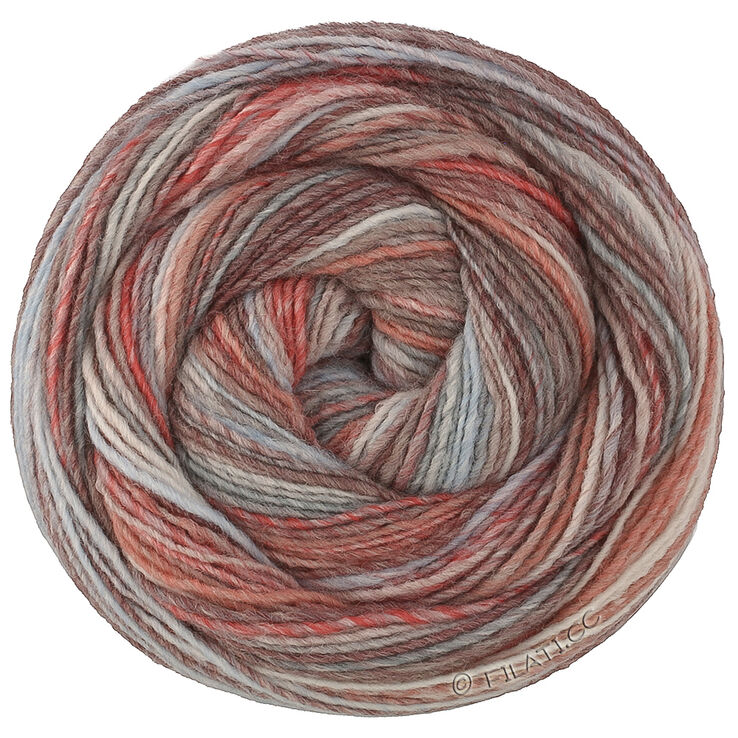 Lana Grossa GOMITOLO DISEGNO | 521-grijs bruin/blauwgrijs/rozenhout/room/licht blauw/donker rood/taupe