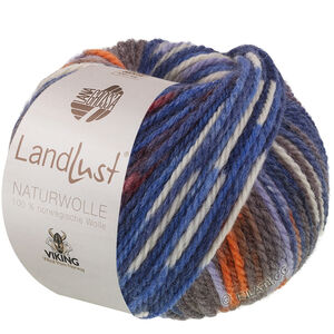 Lana Grossa LANDLUST Naturwolle Print | 102-blauw/oranje gevlekt