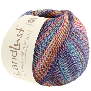 Lana Grossa LANDLUST DIE SOCKENWOLLE PRINT | 213-paars/geel/rose/turkoois/groen/rood/donker blauw gemêleerd
