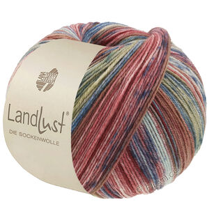 Lana Grossa LANDLUST DIE SOCKENWOLLE | 617-bruin/jeans/heide/natuur/licht blauw/resedagroen/munt gestreept