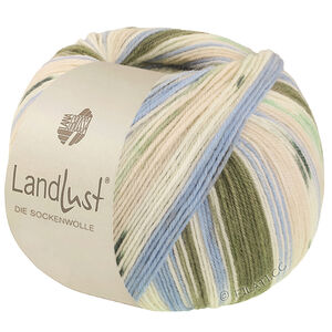 Lana Grossa LANDLUST DIE SOCKENWOLLE | 722-bos groen/ecru/hemelsblauw/licht beige/jade gestreept
