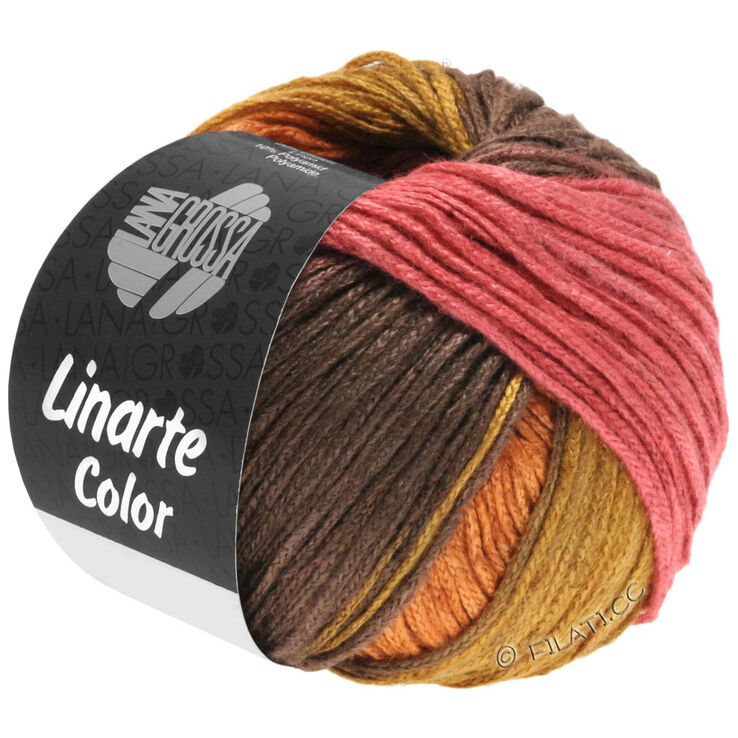 Lana Grossa LINARTE Color | 213-framboos/pasteloranje/mosterdgeel/bruin