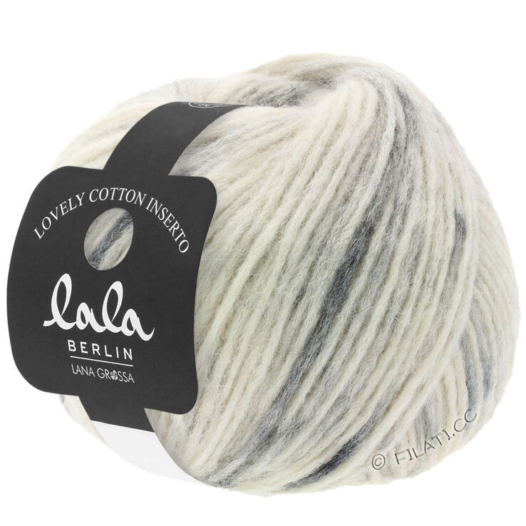 Lana Grossa LOVELY COTTON Inserto (lala BERLIN) | 101-ruwe witte/grijs