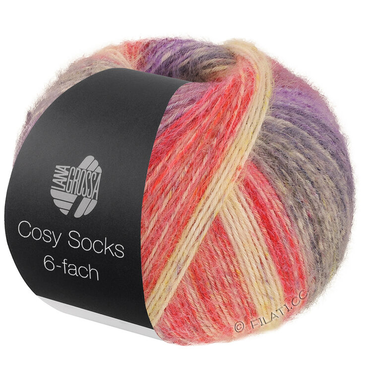 Lana Grossa MEILENWEIT 6-FACH 150g Cosy Socks Dream | 2151-licht rood/mosterdgeel/roodbruin/paars/blauw violet/licht grijs/donker grijs/pistache/terracotta