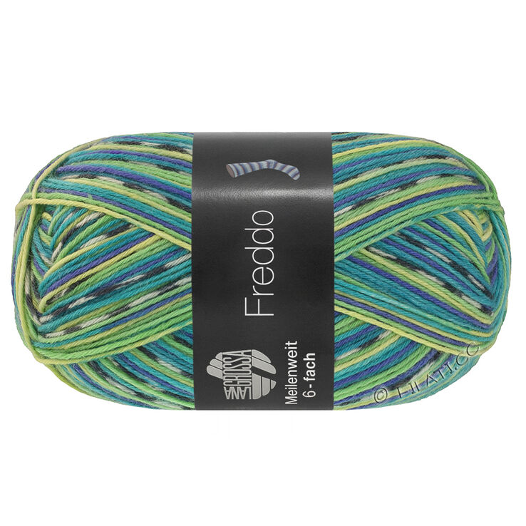Lana Grossa MEILENWEIT 6-FACH 150g Freddo | 9736-bleekgroen/donker grijs/licht grijs/petrol/donker blauw/witgroen