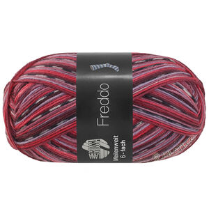 Lana Grossa MEILENWEIT 6-FACH 150g Freddo | 9740-donker grijs/wit/bourgondisch/rood/grijs roze/mauve