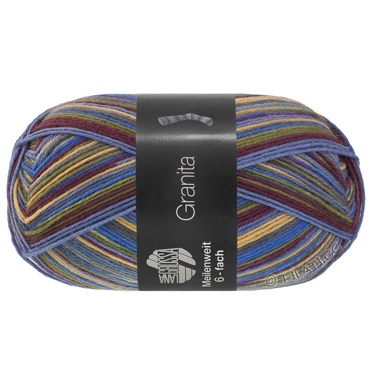 Lana Grossa MEILENWEIT 6-FACH 150g Granita | 9732-blauw/donker olijf/chocoladebruin/jeans blauw//donker grijs