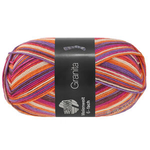 Lana Grossa MEILENWEIT 6-FACH 150g Granita | 9734-donker bruin/paars/oranje/parelbeige/rood/foksia