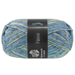 Lana Grossa MEILENWEIT 8-FACH 150g Neve | 9994-blauw/licht blauw/geel/bruin/munt
