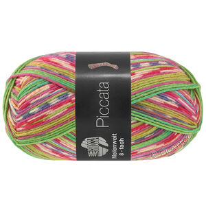 Lana Grossa MEILENWEIT 8-FACH 150g Piccata | 9998-foksia/felroze/oranje/licht groen/citroengeel/okergeel/licht blauw