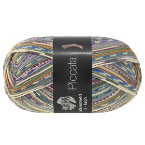 Lana Grossa MEILENWEIT 8-FACH 150g Piccata | 9999-licht blauw/blauw/grijs groen/rood violet/wit/grijs/oker