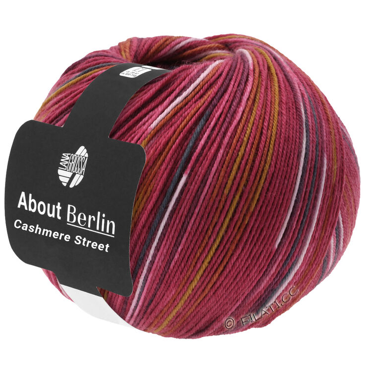 Lana Grossa MEILENWEIT 100g Cashmere Street (ABOUT BERLIN) | 831-baksteenrood/wit/mosterd/felroze/donker grijs/petrol