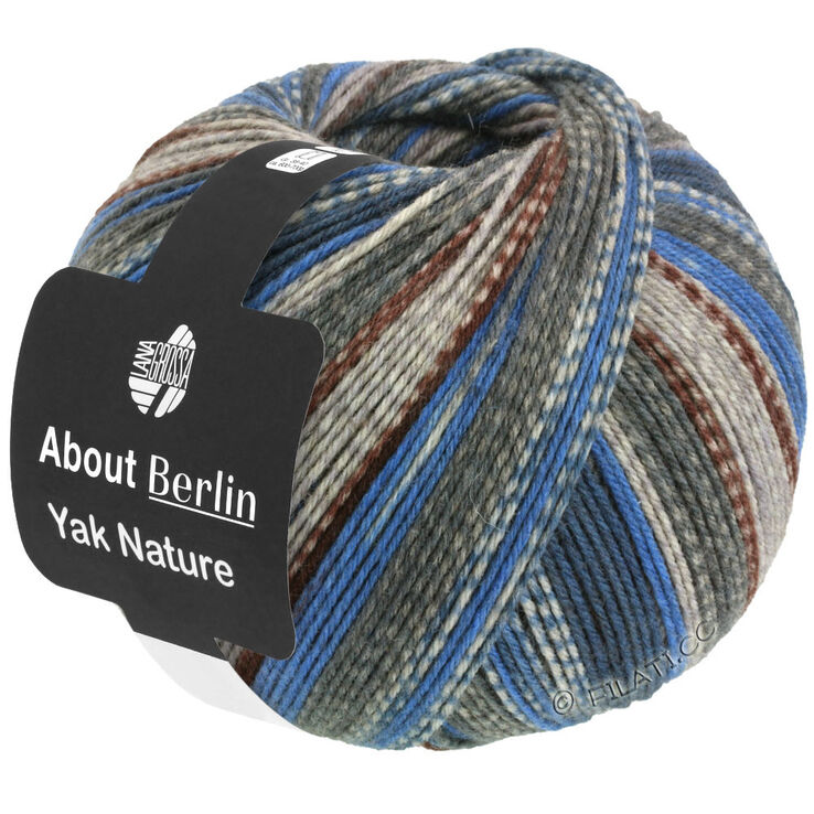 Lana Grossa MEILENWEIT 100g Yak Nature (ABOUT BERLIN) | 671-groengrijs/beige/donker bruin/korenbloem blauw/donker blauw/licht grijs gemêleerd/donker grijs gemêleerd