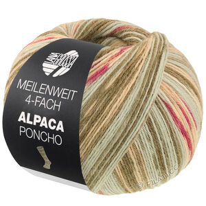 Lana Grossa MEILENWEIT 100g Alpaca Poncho | 2721-grijs groen/mosgroen/munt/ecru/rose/foksia