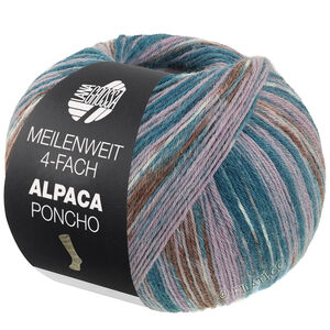 Lana Grossa MEILENWEIT 100g Alpaca Poncho | 2722-donker petrol/petrol/licht blauw/grijs beige/taupe/grijs violet