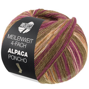 Lana Grossa MEILENWEIT 100g Alpaca Poncho | 2728-mosgroen/rood violet/ecru/oranje/bruin
