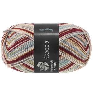 Lana Grossa MEILENWEIT 100g Caccia | 5305-donker rood/kameel/licht grijs/donker grijs/rose/room/groengrijs