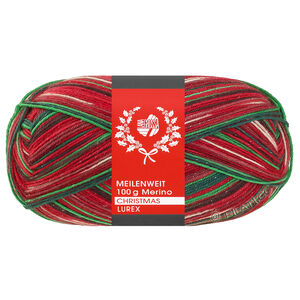 Lana Grossa MEILENWEIT 100g Merino Christmas Lurex | 6809-licht groen/donker bruin/oranje/wit/donker rood/donker groen