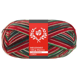 Lana Grossa MEILENWEIT 100g Merino Christmas Lurex | 6811-wit/donker groen/donker bruin/oranje/donker rood/licht groen