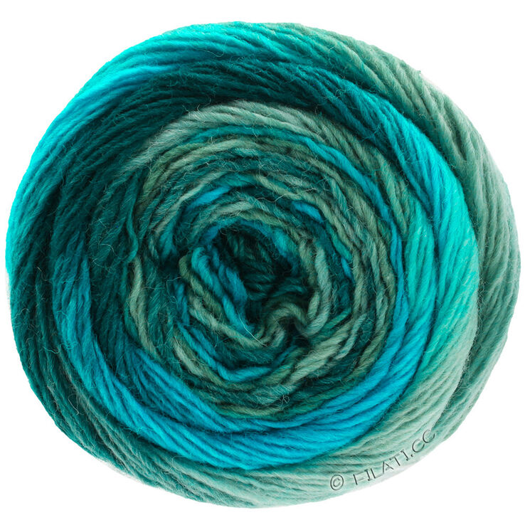 Lana Grossa MEILENWEIT 100g Color Mix Soft | 8052-donker petrol/petrol blauw/petrol groen/licht petrol/munt