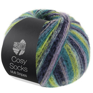 Lana Grossa MEILENWEIT 100g Cosy Socks Multi Stripes | 157-lavendel/petrol/meigroen/turkoois/nacht blauw