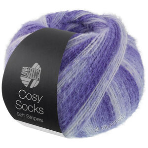 Lana Grossa MEILENWEIT 100g Cosy Socks Soft Stripes | 101-blauw violet/shiner blauw/Lichtpaars/wit
